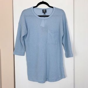 Bobeau Light Blue Thermal Henly Pocket Blouse